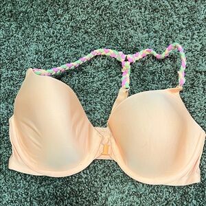 Victoria's Secret Peach Bra with Multicolor Straps